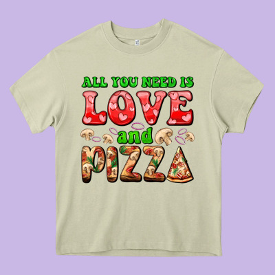 All You Need Is Love And Pizza Heavy Core Tee Designed By Adodesignshop