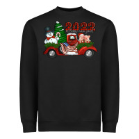 Black happy new year 2022 christmas truck with american flag Heavyweight Sweatshirt - Jasminsmagicworld