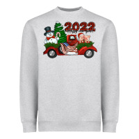 Heather Grey happy new year 2022 christmas truck with american flag Heavyweight Sweatshirt - Jasminsmagicworld