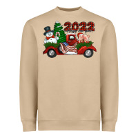 Mushroom happy new year 2022 christmas truck with american flag Heavyweight Sweatshirt - Jasminsmagicworld