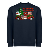 Navy happy new year 2022 christmas truck with american flag Heavyweight Sweatshirt - Jasminsmagicworld