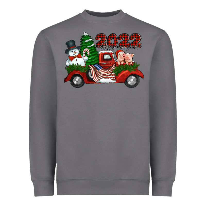 Happy New Year 2022 Christmas Truck With American Flag Heavyweight Sweatshirt by Jasminsmagicworld | Teevron