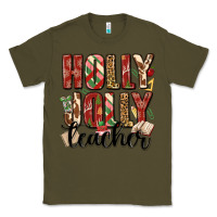 Army Green holly jolly teacher Classic Tee - MaliasSmallBusiness