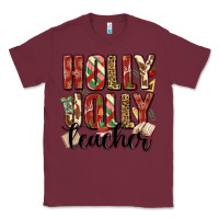 Burgundy holly jolly teacher Classic Tee - MaliasSmallBusiness