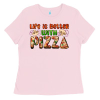 Bubblegum Pink life is better with pizza Ladies Tee - AdoDesignShop