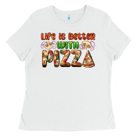 White life is better with pizza Ladies Tee - AdoDesignShop