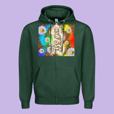 Be You With Daisies Zipper Hoodie Designed By Tumblerdesignbyshophia