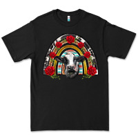 Black black and white baby cow floral rose rainbow Premium Tee - BarkalooDesign