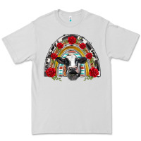 Dove Grey black and white baby cow floral rose rainbow Premium Tee - BarkalooDesign