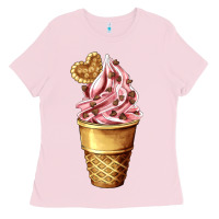 Bubblegum Pink ice cream fast food Ladies Tee - AdoDesignShop