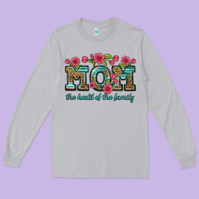 Mom The Heart Of The Family Long Sleeve Tee Designed By Artiststas