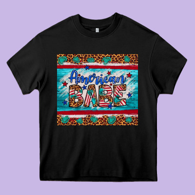 American Babe Leopard Gemstone Heavy Core Tee Designed By Artiststas