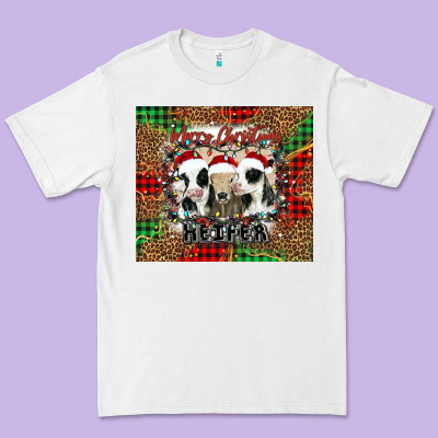Merry Christmas Heifer Premium Tee Designed By Jasminsmagicworld