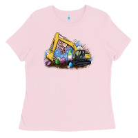 Bubblegum Pink easter excavator gnome egg leopard Ladies Tee - Artiststas
