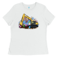 White easter excavator gnome egg leopard Ladies Tee - Artiststas