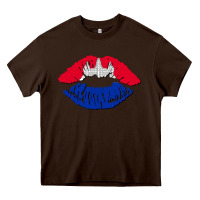 Chocolate Brown cambodian flag lips Heavy Core Tee - AdoDesignShop