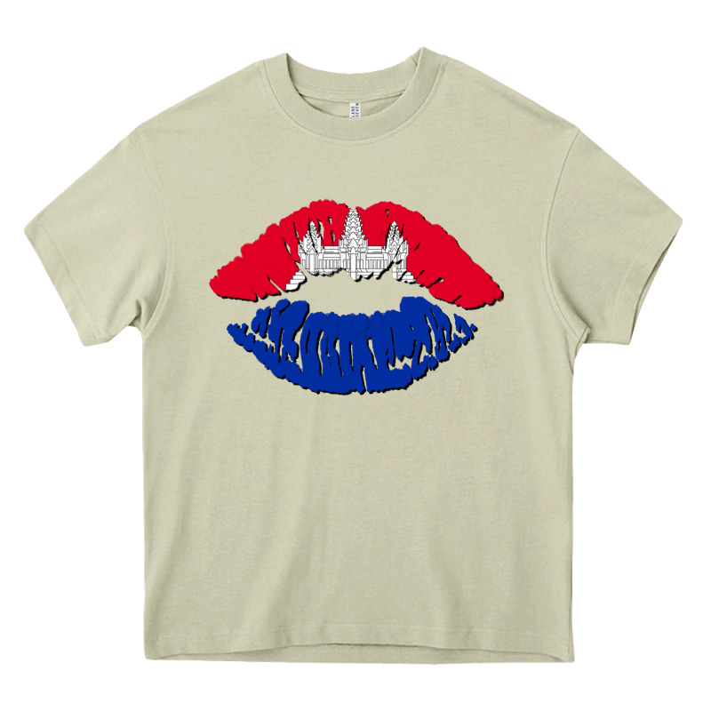 Cambodian Flag Lips Heavy Core Tee by AdoDesignShop | Teevron
