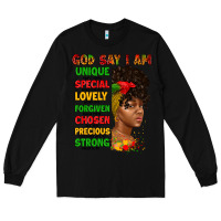 God Say I Am Juneteenth Afro Girl Long Sleeve Tee | Teevron