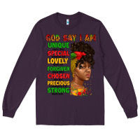 Plum god say i am juneteenth afro girl Long Sleeve Tee - Artiststas