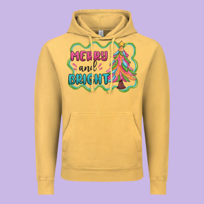 Merry And Bright Christmas Tree Vintage Hoodie Designed By Maliassmallbusiness