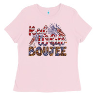 Bubblegum Pink red white boujee Ladies Tee - Artiststas