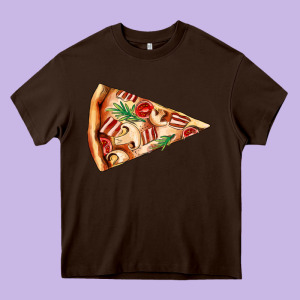 Pizza Slice Heavy Core Tee Designed By Adodesignshop
