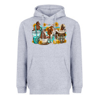 Heather Grey horses coffee cups Heavyweight Hoodie - OliviaCreatesArt