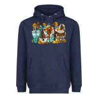 Navy horses coffee cups Heavyweight Hoodie - OliviaCreatesArt