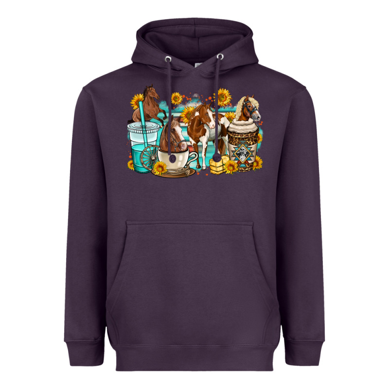 Horses Coffee Cups Heavyweight Hoodie by OliviaCreatesArt | Teevron