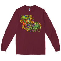 Burgundy louisiana map with mardi gras crocodile Long Sleeve Tee - RanaPortraitStore