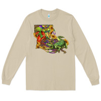 Mushroom louisiana map with mardi gras crocodile Long Sleeve Tee - RanaPortraitStore