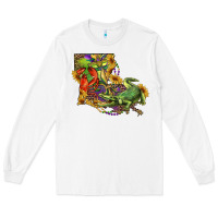 White louisiana map with mardi gras crocodile Long Sleeve Tee - RanaPortraitStore