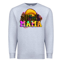 Heather Grey softball mama Premium Sweatshirt - OliviaCreatesArt