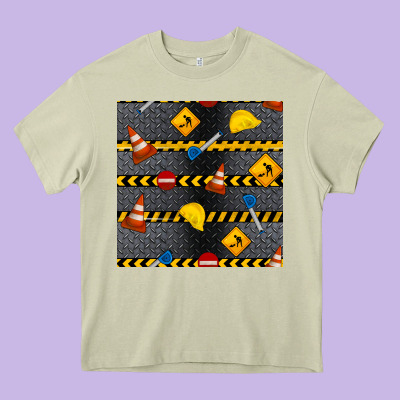 Construction Signs Seamless Pattern Heavy Core Tee Designed By Bundleandbundleshop