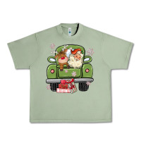 Oil Green christmas santa and reindeer truck Urban Heavy Tee - MaliasSmallBusiness