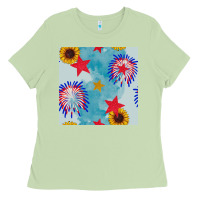 Matcha patriotic fireworks and sunflower Ladies Tee - BundleAndBundleShop