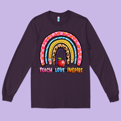 Teach Love Inspire Rainbow Long Sleeve Tee Designed By Artiststas