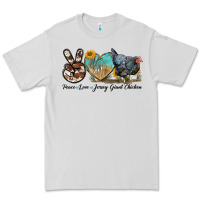 Dove Grey Peace Love Jersey Giant Chicken Premium Tee - LillyAllenDesigns