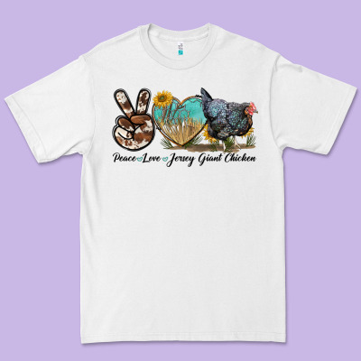 Peace Love Jersey Giant Chicken Premium Tee Designed By Lillyallendesigns