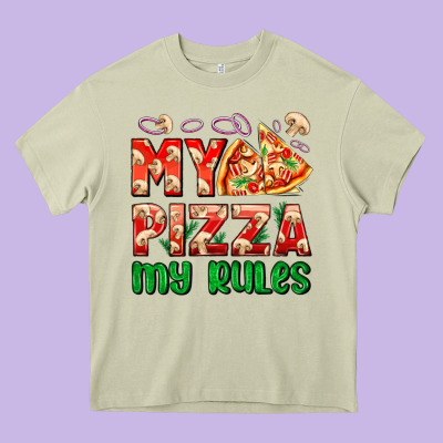 My Pizza  My Rules Heavy Core Tee Designed By Adodesignshop