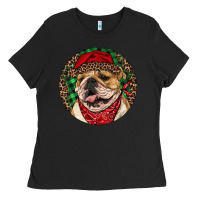 Christmas English Bulldog Ladies Tee | Teevron