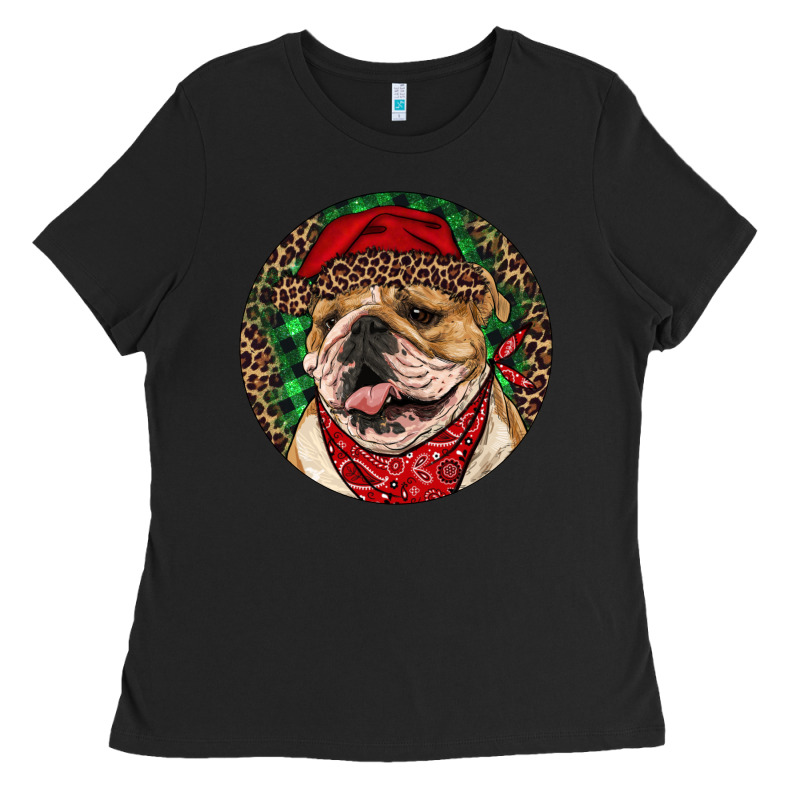 Christmas English Bulldog Ladies Tee by RanaPortraitStore | Teevron
