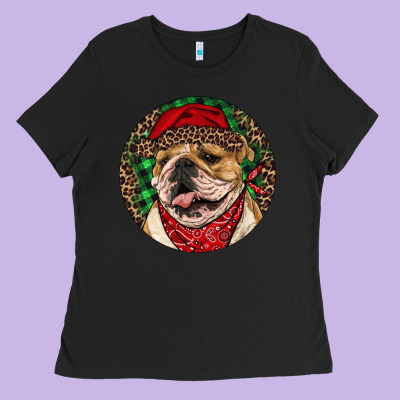 Christmas English Bulldog Ladies Tee Designed By Ranaportraitstore