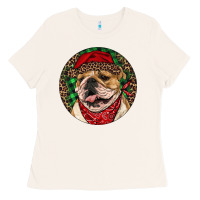 Bone Christmas English Bulldog Ladies Tee - RanaPortraitStore
