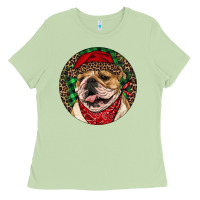 Matcha Christmas English Bulldog Ladies Tee - RanaPortraitStore