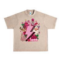 French Oak pink christmas lightning bolt Urban Heavy Tee - MaliasSmallBusiness