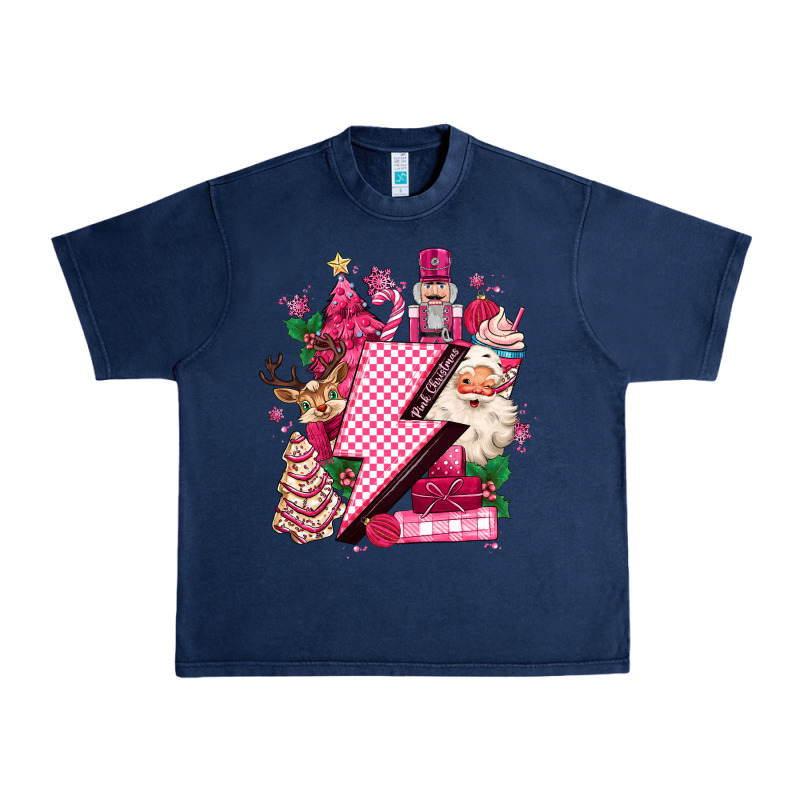 Pink Christmas Lightning Bolt Urban Heavy Tee by MaliasSmallBusiness | Teevron