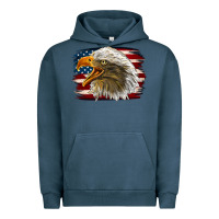 Pigment Midnight Navy Western American Flag Eagle Urban Hoodie - LillyAllenDesigns