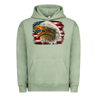 Pigment Oil Green Western American Flag Eagle Urban Hoodie - LillyAllenDesigns
