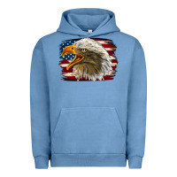 Pigment Pebble Blue Western American Flag Eagle Urban Hoodie - LillyAllenDesigns